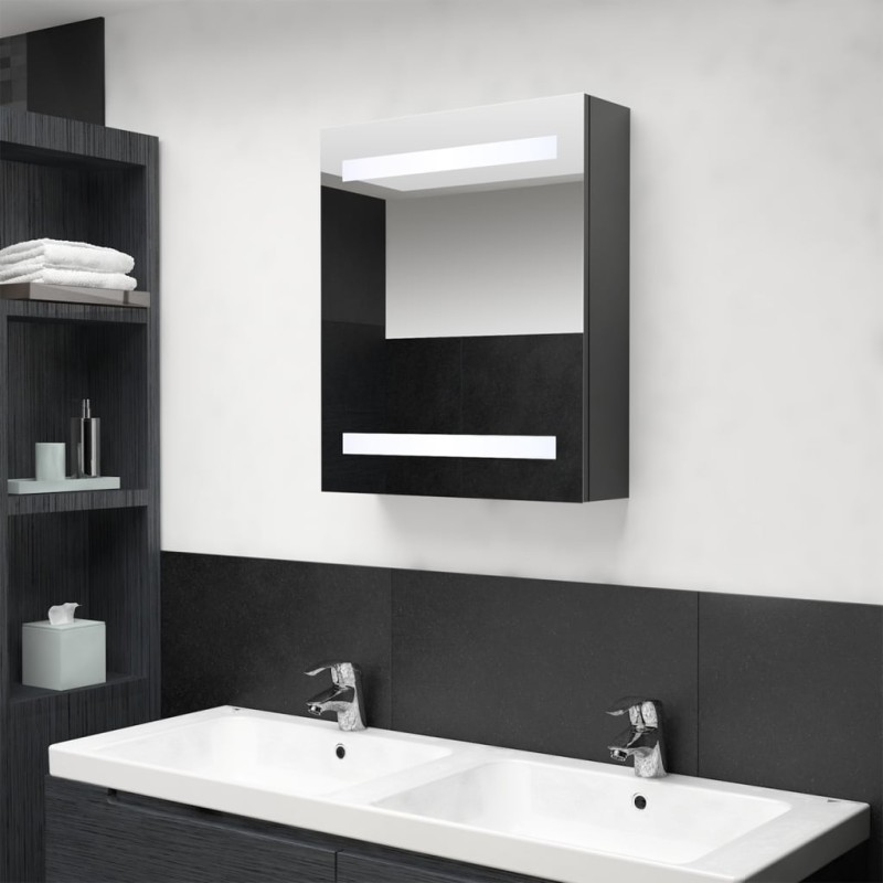 vidaXL Armario de baño con espejo y LED gris 50x14x60 cm vidaXL Armario de baño con espejo y LED gris 50x14x60 cm