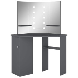 vidaXL Tocador de esquina con LED gris 111x54x141,5 cm