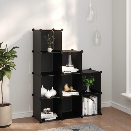 vidaXL Estantería de cubos con 9 compartimentos negro PP