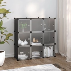 vidaXL Estantería de cubos con 9 compartimentos y puertas PP negro