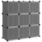 vidaXL Estantería de cubos con 9 compartimentos y puertas PP negro vidaXL Estantería de cubos con 9 compartimentos y puertas PP negro