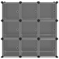 vidaXL Estantería de cubos con 9 compartimentos y puertas PP negro vidaXL Estantería de cubos con 9 compartimentos y puertas PP negro