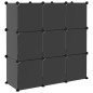 vidaXL Estantería de cubos con 9 compartimentos y puertas PP negro vidaXL Estantería de cubos con 9 compartimentos y puertas PP negro