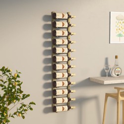 vidaXL Botellero de pared para 12 botellas hierro dorado