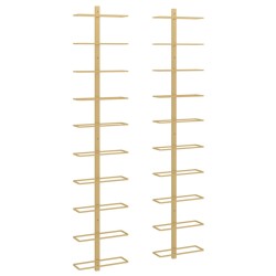 vidaXL Botellero de pared para 10 botellas 2 unidades metal dorado