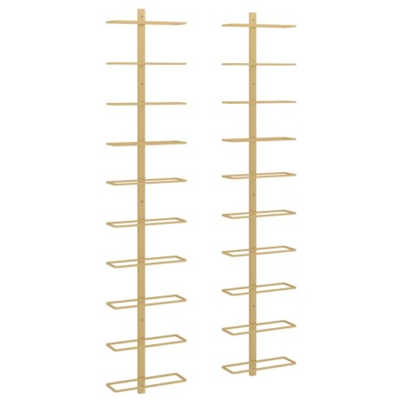 vidaXL Botellero de pared para 10 botellas 2 unidades metal dorado