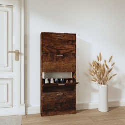 vidaXL Mueble zapatero madera contrachapada roble ahumado 59x17x150 cm