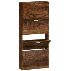 vidaXL Mueble zapatero madera contrachapada roble ahumado 59x17x150 cm