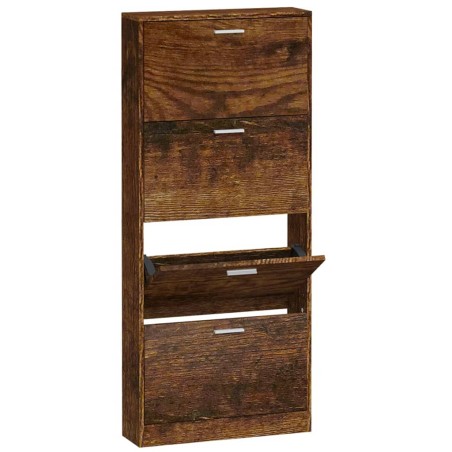 vidaXL Mueble zapatero madera contrachapada roble ahumado 59x17x150 cm