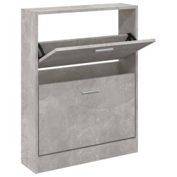 vidaXL Mueble zapatero madera contrachapada gris hormigón 59x17x81 cm