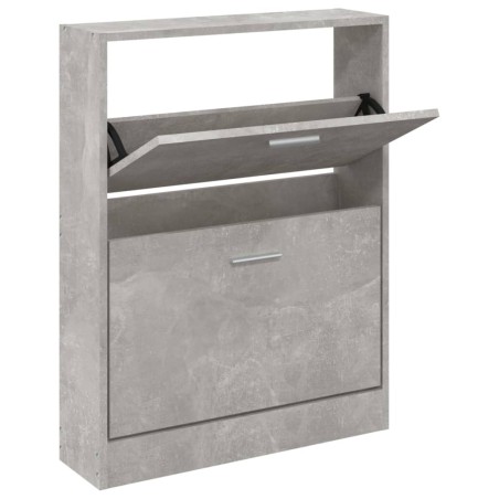 vidaXL Mueble zapatero madera contrachapada gris hormigón 59x17x81 cm