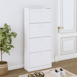 vidaXL Mueble zapatero madera contrachapada blanco 63x24x147 cm