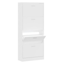 vidaXL Mueble zapatero madera contrachapada blanco 63x24x147 cm