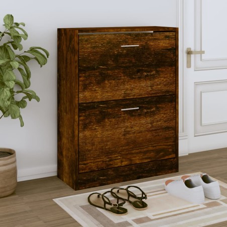 vidaXL Mueble zapatero madera contrachapada roble ahumado 63x24x81 cm