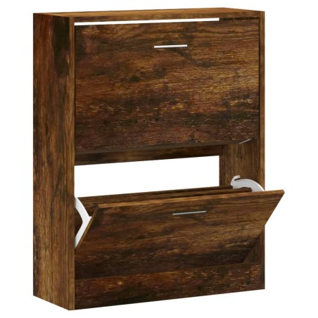 vidaXL Mueble zapatero madera contrachapada roble ahumado 63x24x81 cm