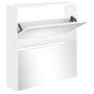 vidaXL Mueble zapatero con espejo 2 niveles blanco brillo 63x17x67 cm vidaXL Mueble zapatero con espejo 2 niveles blanco brillo 63x17x67 cm