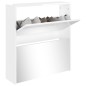 vidaXL Mueble zapatero con espejo 2 niveles blanco brillo 63x17x67 cm vidaXL Mueble zapatero con espejo 2 niveles blanco brillo 63x17x67 cm