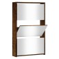 vidaXL Mueble zapatero y espejo 3 niveles roble ahumado 63x17x102,5 cm vidaXL Mueble zapatero y espejo 3 niveles roble ahumado 63x17x102,5 cm