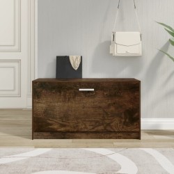 vidaXL Banco zapatero madera contrachapada roble ahumado 80x24x45 cm