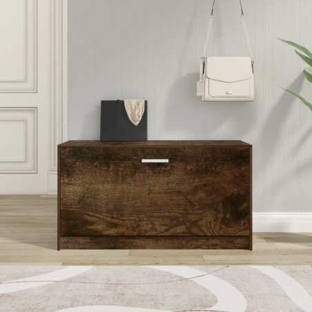 vidaXL Banco zapatero madera contrachapada roble ahumado 80x24x45 cm