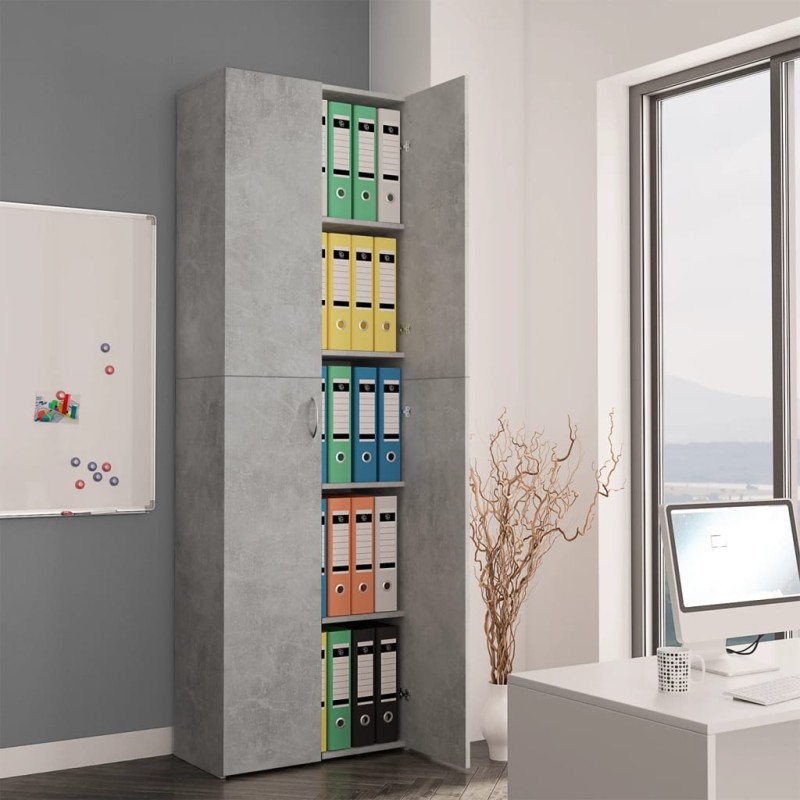 vidaXL Armario de oficina de contrachapado gris hormigón 60x32x190 cm vidaXL Armario de oficina de contrachapado gris hormigón 60x32x190 cm