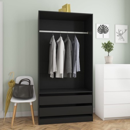 vidaXL Armario de madera contrachapada negro 100x50x200 cm