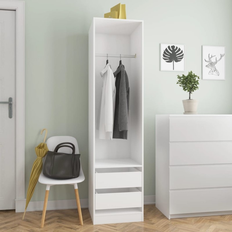 vidaXL Armario con cajones de madera contrachapada blanco 50x50x200 cm