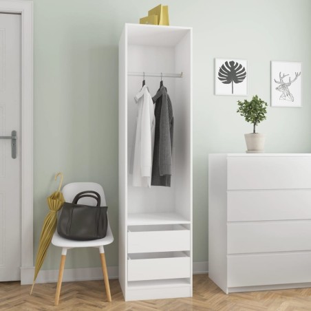 vidaXL Armario con cajones de madera contrachapada blanco 50x50x200 cm