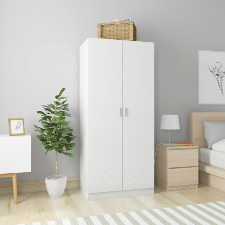 vidaXL Armario de madera contrachapada blanco brillo 80x52x180 cm