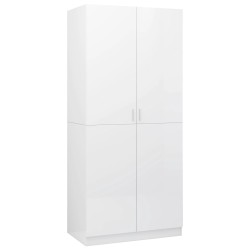 vidaXL Armario de madera contrachapada blanco brillo 80x52x180 cm