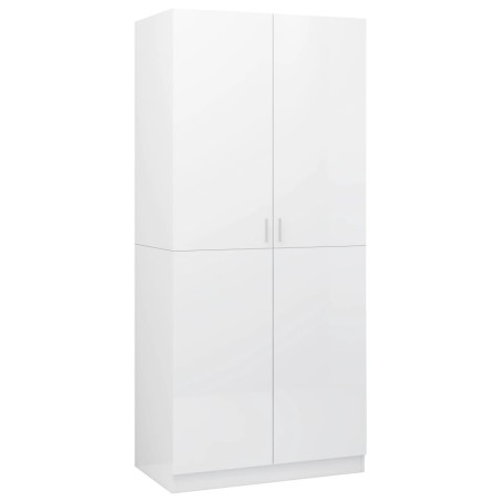 vidaXL Armario de madera contrachapada blanco brillo 80x52x180 cm