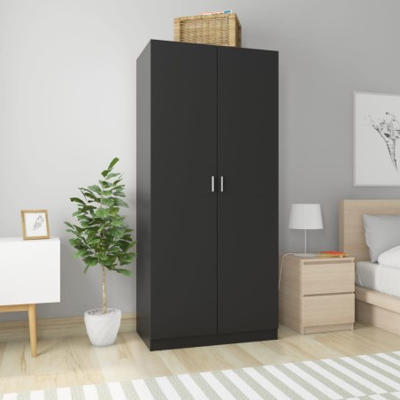 vidaXL Armario de madera contrachapada negro 90x52x200 cm