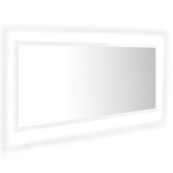 vidaXL Espejo de baño LED acrílico blanco brillo 100x8,5x37 cm