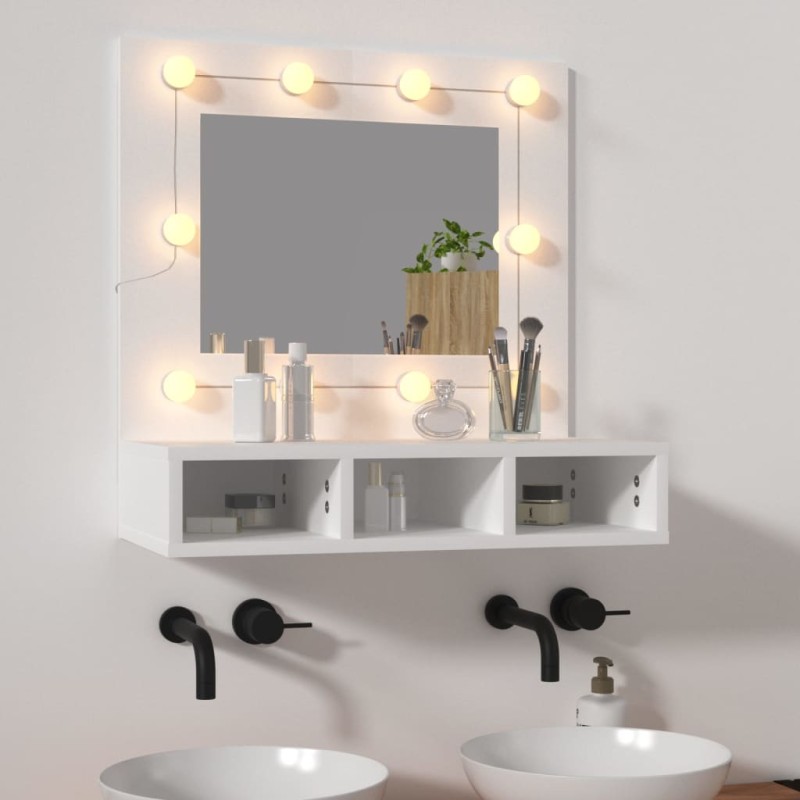 vidaXL Mueble con espejo y LED blanco 60x31,5x62 cm vidaXL Mueble con espejo y LED blanco 60x31,5x62 cm