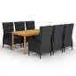 vidaXL Set de comedor de jardín de 7 piezas negro vidaXL Set de comedor de jardín de 7 piezas negro