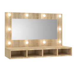 vidaXL Mueble con espejo y LED color roble Sonoma 90x31,5x62 cm