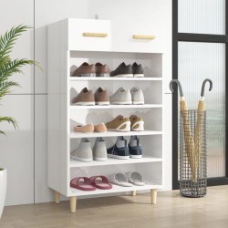 vidaXL Mueble zapatero madera contrachapada blanco brillo 60x35x105 cm
