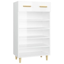 vidaXL Mueble zapatero madera contrachapada blanco brillo 60x35x105 cm
