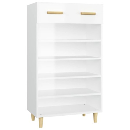 vidaXL Mueble zapatero madera contrachapada blanco brillo 60x35x105 cm
