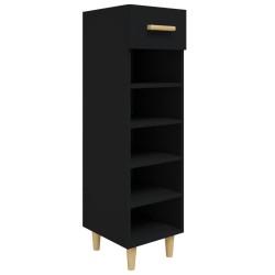 vidaXL Mueble zapatero de madera contrachapada negro 30x35x105 cm