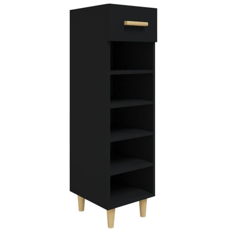 vidaXL Mueble zapatero de madera contrachapada negro 30x35x105 cm