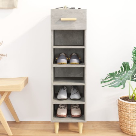 vidaXL Mueble zapatero madera contrachapada gris hormigón 30x35x105 cm