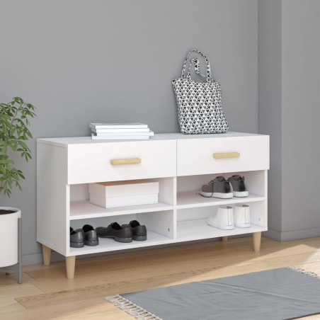 vidaXL Mueble zapatero de madera contrachapada blanco 102x35x55 cm