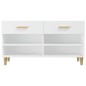 vidaXL Mueble zapatero de madera contrachapada blanco 102x35x55 cm vidaXL Mueble zapatero de madera contrachapada blanco 102x35x55 cm
