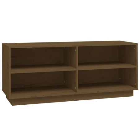 vidaXL Armario zapatero madera maciza de pino marrón miel 110x34x45 cm