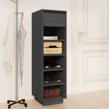 vidaXL Mueble zapatero de madera maciza de pino gris 30x34x105 cm