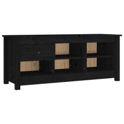 vidaXL Mueble zapatero de madera maciza de pino negro 110x38x45,5 cm