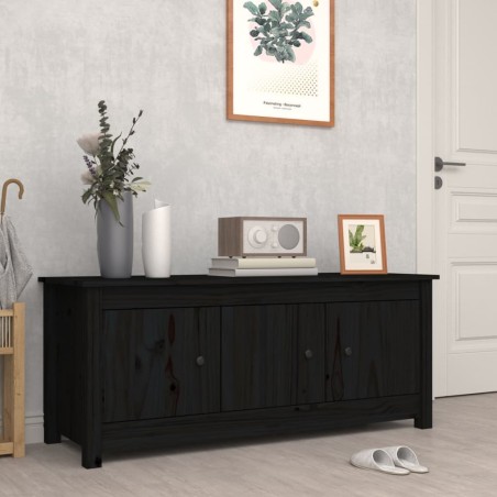 vidaXL Mueble zapatero de madera maciza de pino negro 110x38x45,5 cm