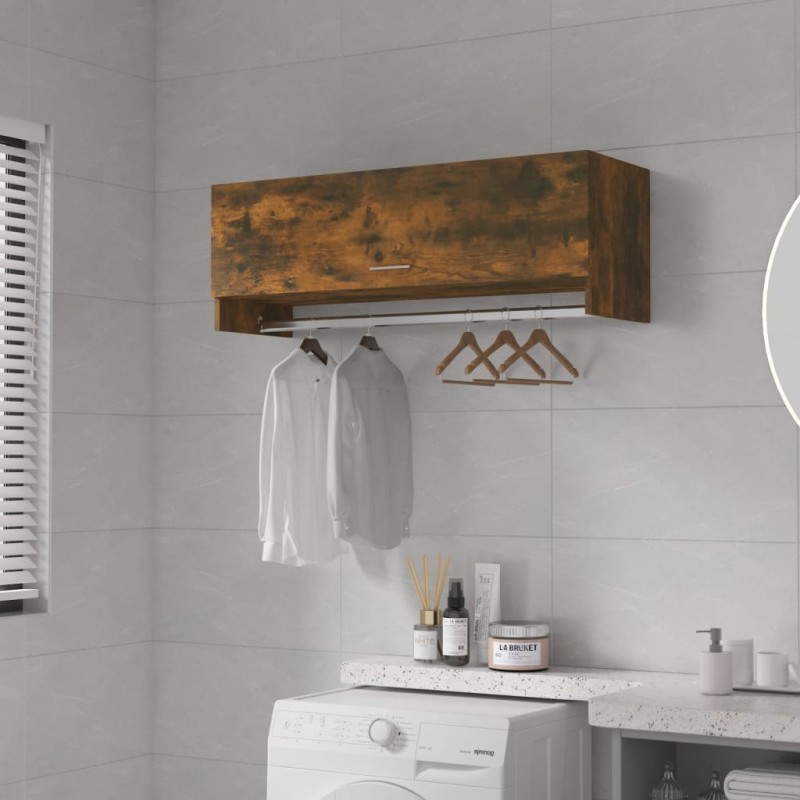 vidaXL Armario madera contrachapada color roble ahumado 100x32,5x35 cm vidaXL Armario madera contrachapada color roble ahumado 100x32,5x35 cm