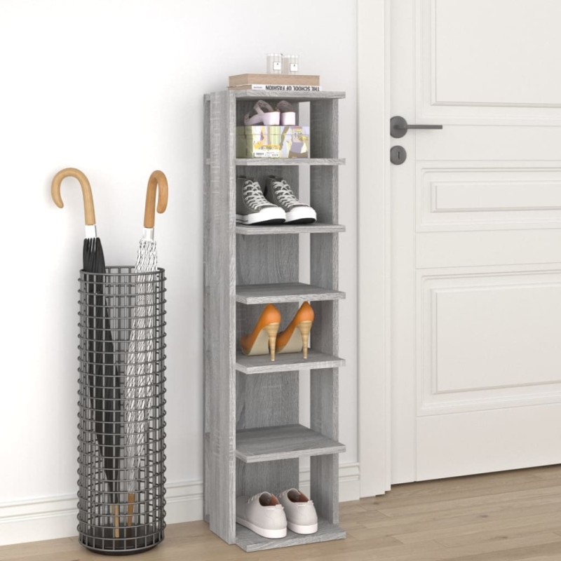 vidaXL Mueble zapatero madera contrachapada gris Sonoma 27,5x27x102 cm vidaXL Mueble zapatero madera contrachapada gris Sonoma 27,5x27x102 cm